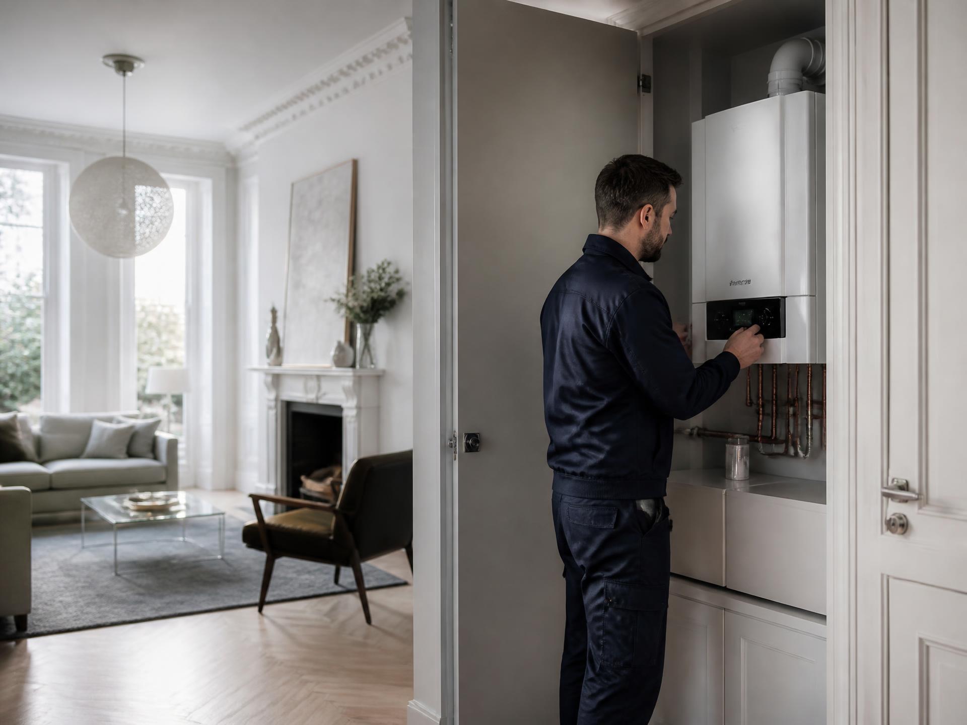 Modern gas boiler installation in a contemporary North London home